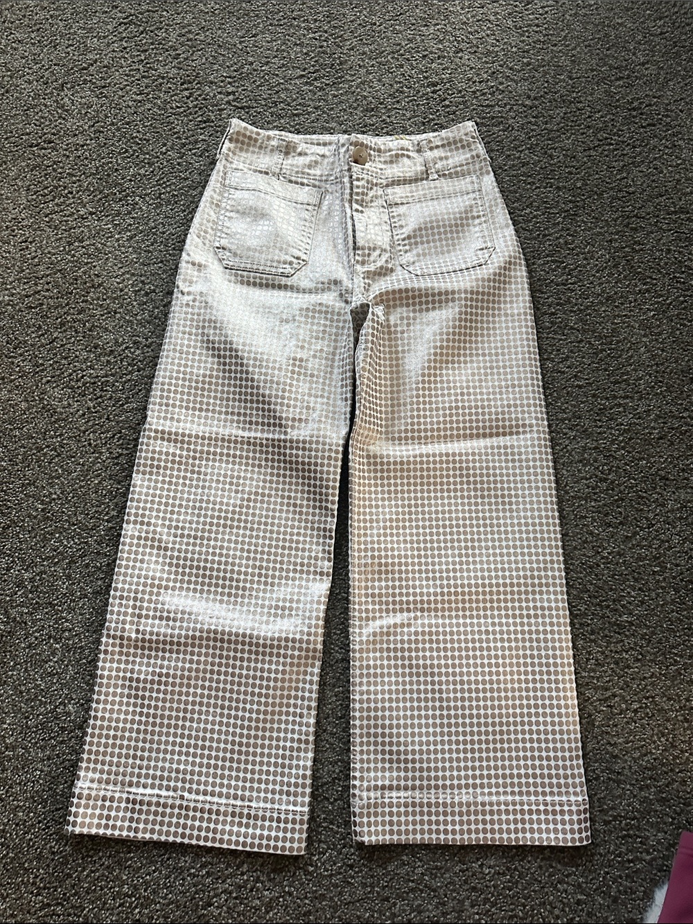Maeve Cream Geo-Print Wide-Leg Jeans